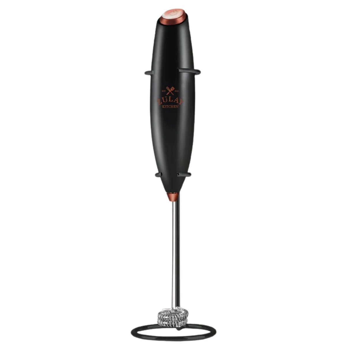 Double Whisk Milk Frother Handheld Mixer - Black N Copper by Zulay Kitchen