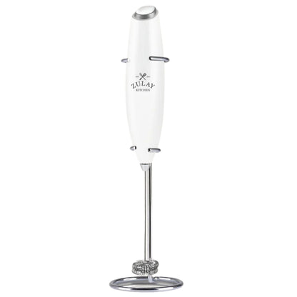 Double Whisk Milk Frother Handheld Mixer - Blizzard White by Zulay Kitchen