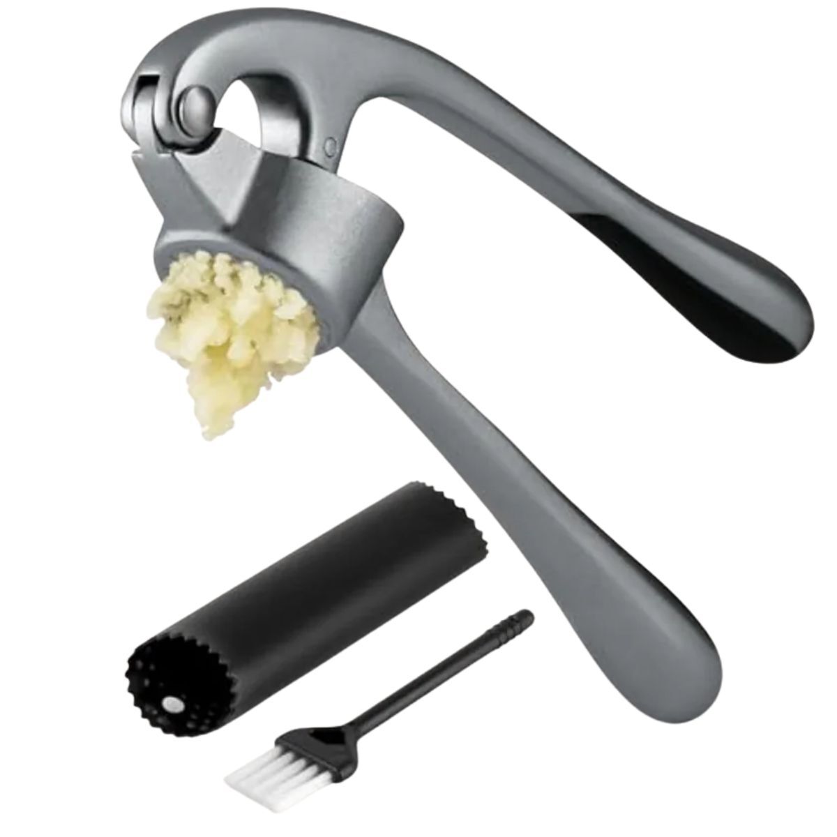 Garlic Press and Peeler Set With Silicone Peeler & Brush - Slate by Zulay Kitchen