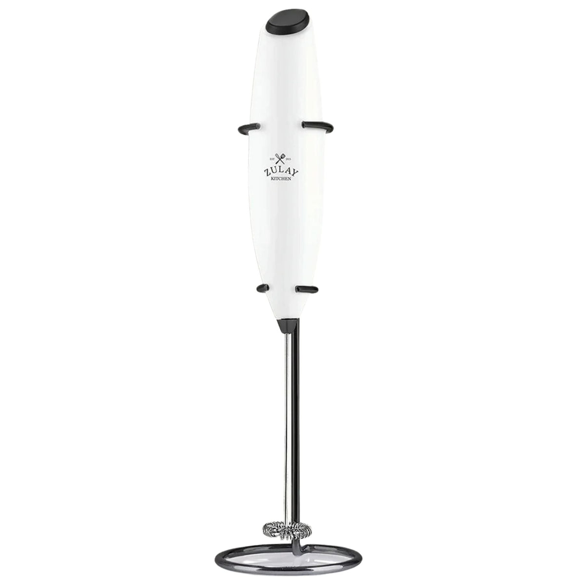 Milk Frother With Stand - White Black by Zulay Kitchen 