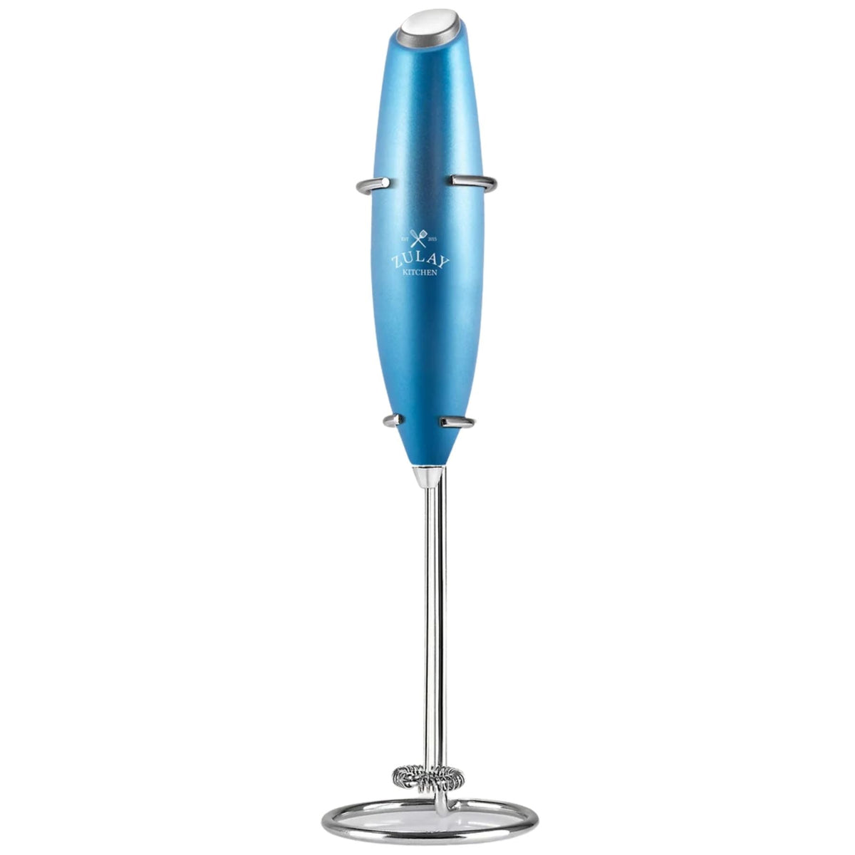 Milk Frother With Stand - Metallic Blue by Zulay Kitchen
